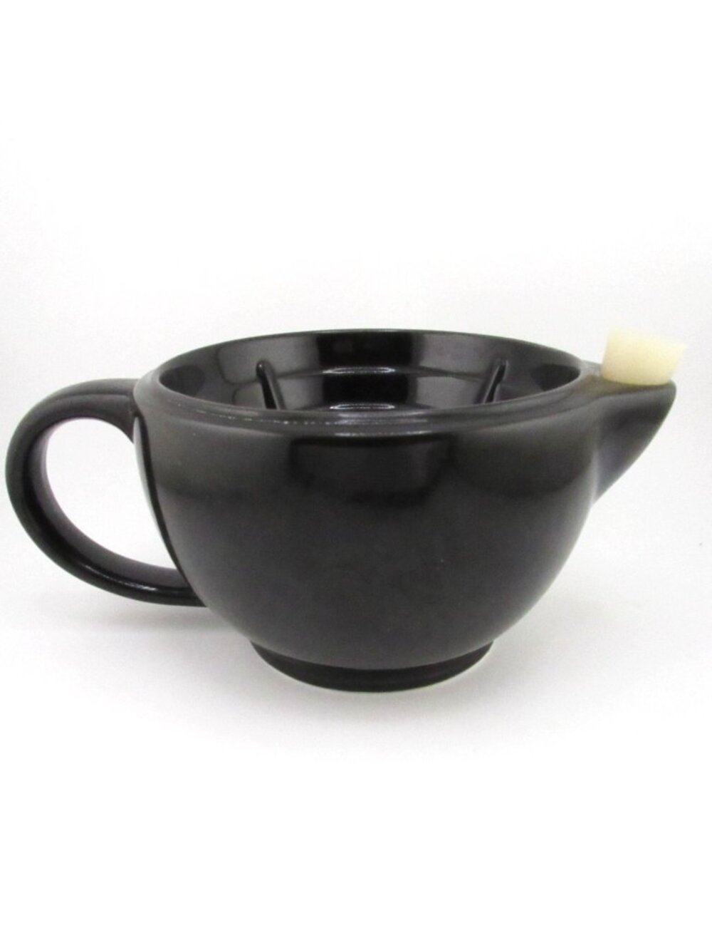 QSHAVE Cermamic Shaving Cream Warmer Scuttle  Bowl, Black Men's Barber